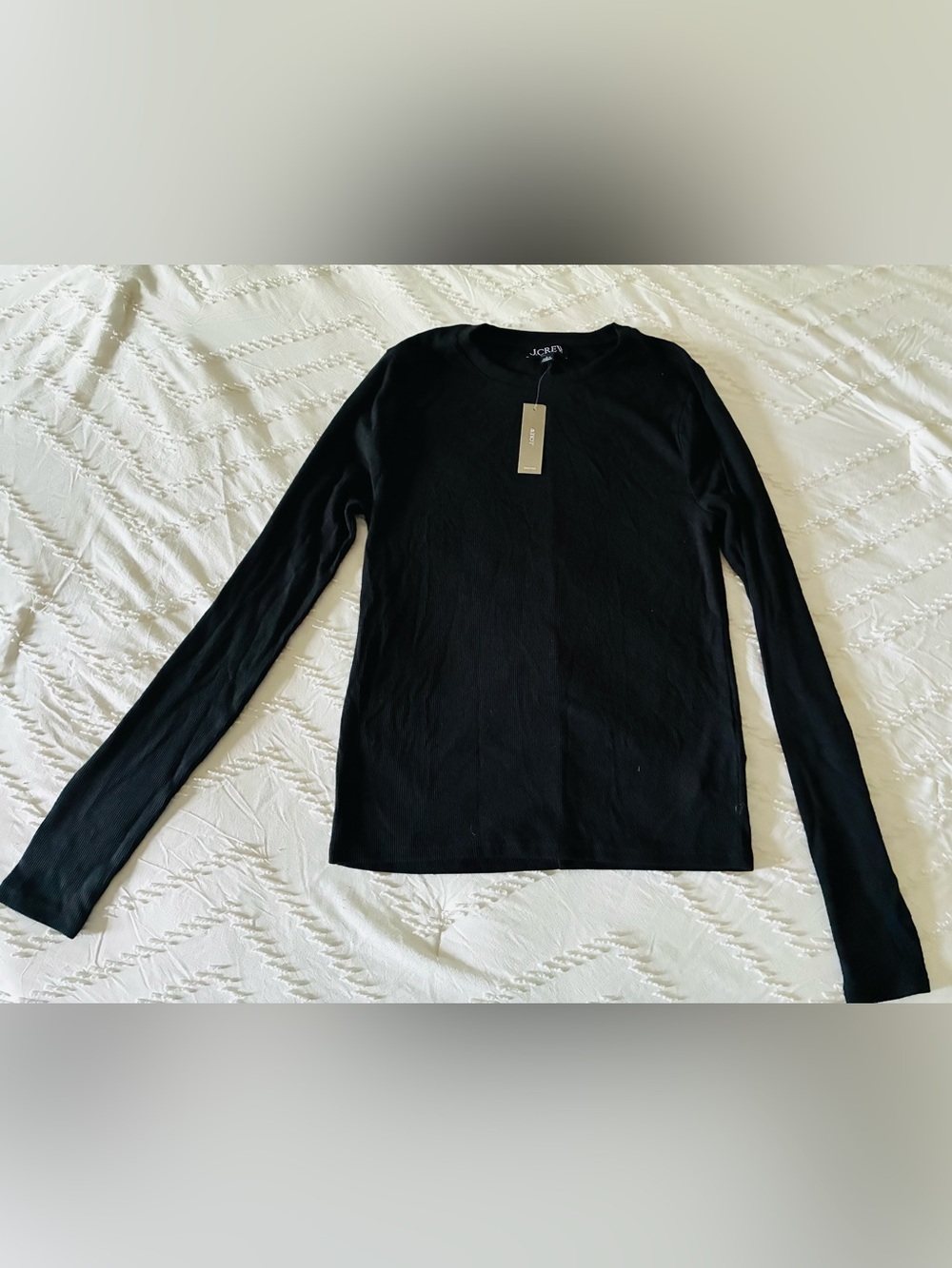 J. Crew Black Long-Sleeve Crewneck Top women large preppy fall